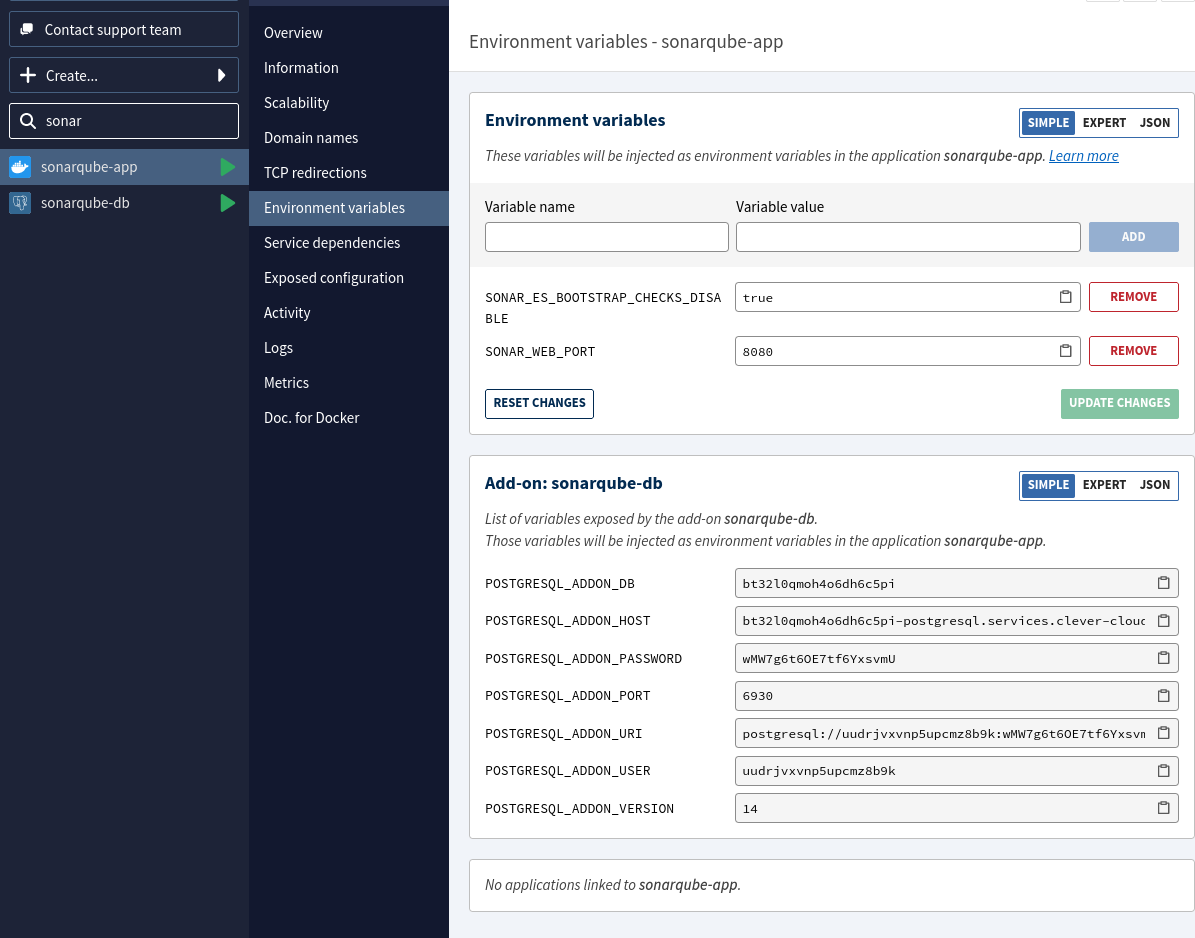 Les variables d’environnement de notre application