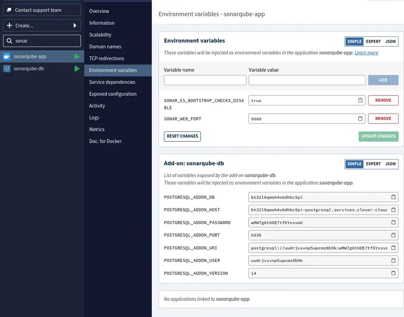 Les variables d’environnement de notre application