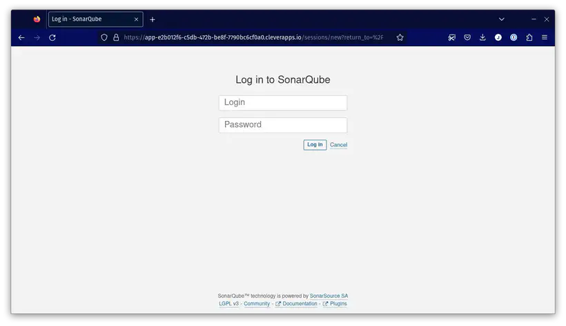 La page de login de SonarQube