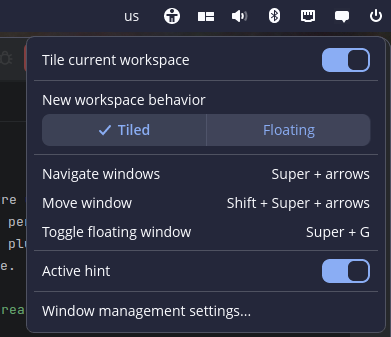 La configuration du tiling