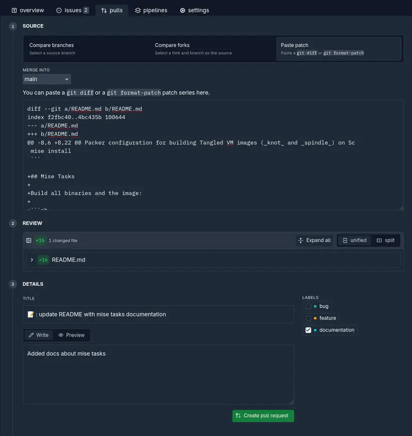 Une PR avec un patch